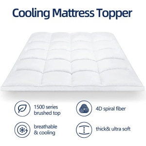 CHOPINMOON Full Mattress Topper, Cooling Mattress Pad Cover Quilted Fitted Pillow Top with 8-21 Inch Deep Pocket, Overfilled Cooling Bed Topper (Full)